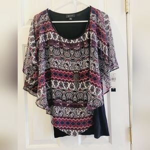 Nwt Xl AB Studio Blouse With Necklace